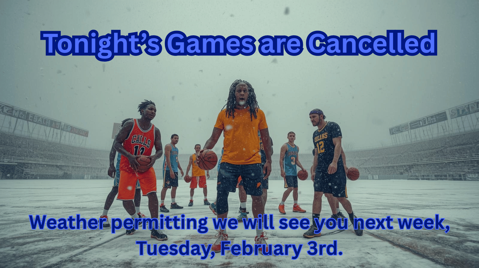 January 27, 2026 Update: Tonight’s Games Are Cancelled Due To Weather